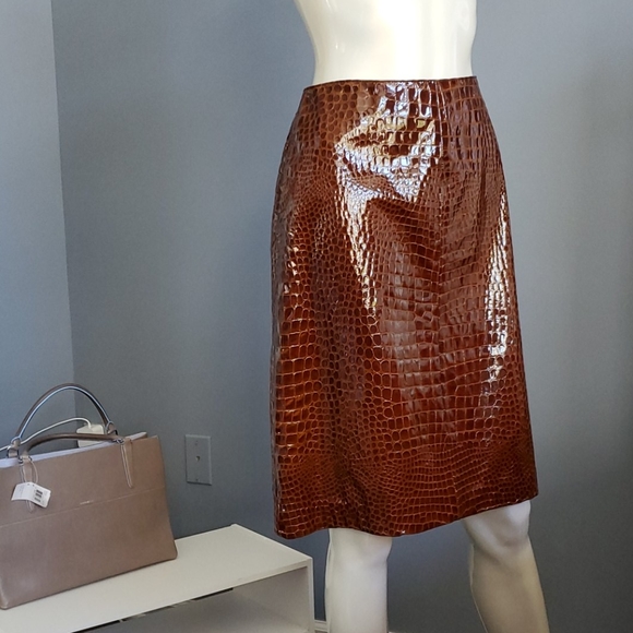 NWT VINTAGE JONES NY PATENT ALLIGATOR SKIRT, 8 - Picture 2 of 8